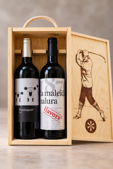 2er Wein-Holzkiste „Golf“ – Geschenkbox für 2 Flaschen